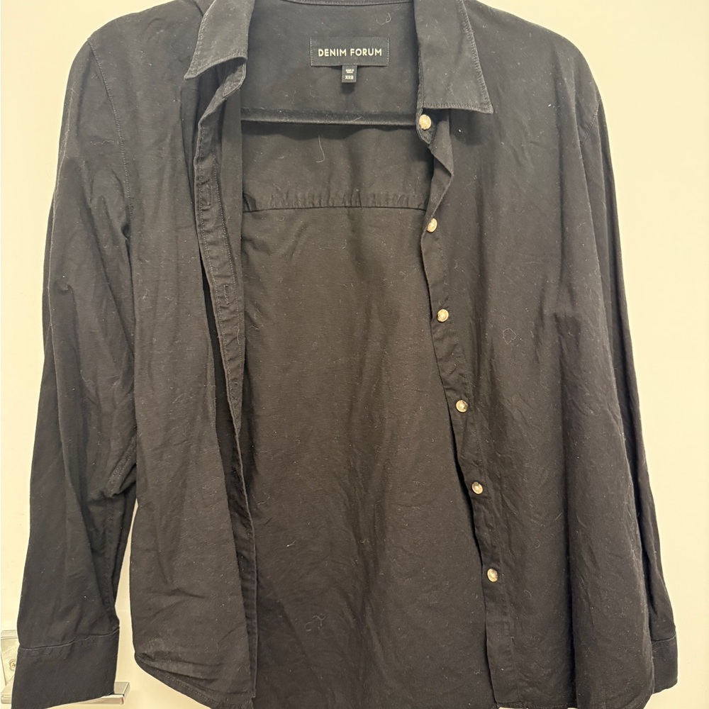 Denim Forum Black Button-Up Shirt